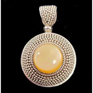 Sterling Silver Victorian Beaded Pendant 925 BA Pearlescent Glass Stone 7695